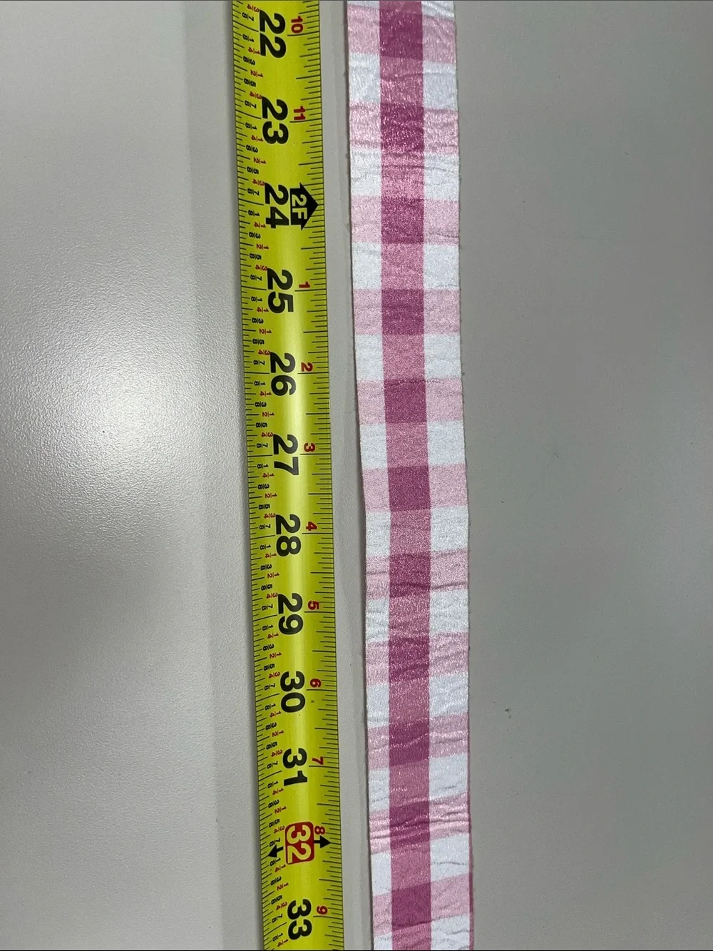 Source Unknown Pink and White Gingham Pearl Buckle Belt